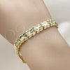 Oro Laminado Solid Bracelet, Gold Filled Style Heart Design, Diamond Cutting Finish, Golden Finish, 03.60.0189.07 (09 MM Thickness, 8 Inches Length)