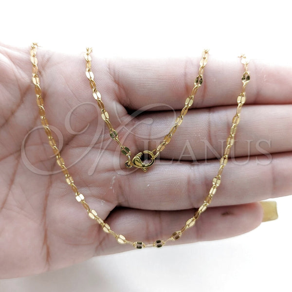Stainless Steel Basic Necklace, Polished, Golden Finish, 04.116.0098.18 (01 MM Thickness, 18 Inches Length)