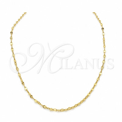 Stainless Steel Basic Necklace, Polished, Golden Finish, 04.116.0098.18 (01 MM Thickness, 18 Inches Length)