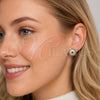 Oro Laminado Stud Earring, Gold Filled Style Evil Eye Design, with Sapphire Blue and White Cubic Zirconia, Polished, Golden Finish, 02.283.0424