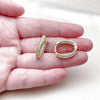 Oro Laminado Huggie Hoop, Gold Filled Style with White Micro Pave, Polished, Golden Finish, 02.283.0429.20