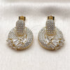 Oro Laminado Stud Earring, Gold Filled Style Baguette Design, with White Cubic Zirconia, Polished, Golden Finish, 02.283.0432
