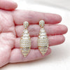 Oro Laminado Dangle Earring, Gold Filled Style Baguette and Teardrop Design, with White Cubic Zirconia, Polished, Golden Finish, 02.283.0434