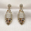Oro Laminado Dangle Earring, Gold Filled Style Baguette and Teardrop Design, with White Cubic Zirconia, Polished, Golden Finish, 02.283.0434