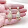 Oro Laminado Dangle Earring, Gold Filled Style Baguette and Teardrop Design, with Multicolor and White Cubic Zirconia, Polished, Golden Finish, 02.283.0434.1