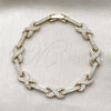 Oro Laminado Tennis Bracelet, Gold Filled Style Hugs and Kisses and Infinite Design, with White Cubic Zirconia, Polished, Golden Finish, 03.283.0593.07 (Thickness, 8 Inches Length)