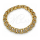 Oro Laminado Tennis Bracelet, Gold Filled Style Belt Buckle Design, with White Cubic Zirconia, Polished, Golden Finish, 03.283.0596.07 (08 MM Thickness, 7 Inches Length)