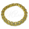 Oro Laminado Tennis Bracelet, Gold Filled Style Belt Buckle Design, with White Cubic Zirconia, Polished, Golden Finish, 03.283.0596.07 (08 MM Thickness, 7 Inches Length)