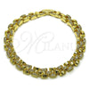 Oro Laminado Tennis Bracelet, Gold Filled Style Belt Buckle Design, with White Cubic Zirconia, Polished, Golden Finish, 03.283.0597.07 (07 MM Thickness, 8 Inches Length)