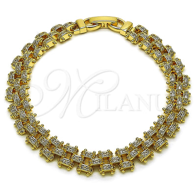 Oro Laminado Tennis Bracelet, Gold Filled Style with White Micro Pave, Polished, Golden Finish, 03.283.0600.07 for wholesale, main product view