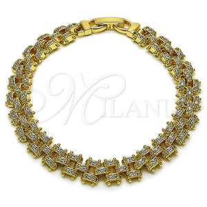 Oro Laminado Tennis Bracelet, Gold Filled Style with White Micro Pave, Polished, Golden Finish, 03.283.0600.07 (Thickness, 8 Inches Length)