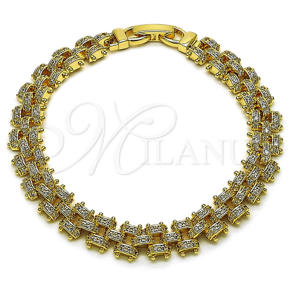 Oro Laminado Tennis Bracelet, Gold Filled Style with White Micro Pave, Polished, Golden Finish, 03.283.0600.07 (Thickness, 8 Inches Length)