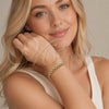 Oro Laminado Tennis Bracelet, Gold Filled Style Belt Buckle Design, with White Micro Pave, Polished, Golden Finish, 03.283.0601.07 (07 MM Thickness, 8 Inches Length)