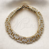 Oro Laminado Tennis Bracelet, Gold Filled Style Cross and Hugs and Kisses Design, with White Cubic Zirconia, Polished, Golden Finish, 03.283.0602.07 (10 MM Thickness, 8 Inches Length)