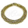 Oro Laminado Tennis Bracelet, Gold Filled Style Cross and Hugs and Kisses Design, with White Cubic Zirconia, Polished, Golden Finish, 03.283.0602.07 (10 MM Thickness, 8 Inches Length)