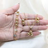 Stainless Steel Necklace, Bracelet and Earring, with White Crystal and Golden Pearl, Polished, Golden Finish, 06.116.0182.1