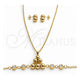 Collar, Pulsera y Dije 06.116.0182.1 Acero Inoxidable, con Cristal Blanca y Perla Dorado, Pulido, Tono Dorado