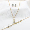 Stainless Steel Necklace, Bracelet and Earring, with White Crystal, Polished, Golden Finish, 06.116.0182.2