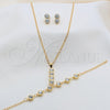 Stainless Steel Necklace, Bracelet and Earring, with White Crystal, Polished, Golden Finish, 06.116.0182.2