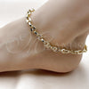 Oro Laminado Fancy Anklet, Gold Filled Style Puff Mariner Design, Polished, Golden Finish, 03.213.0262.10 (07 MM Thickness, 10 Inches Length)