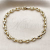 Oro Laminado Fancy Anklet, Gold Filled Style Puff Mariner Design, Polished, Golden Finish, 03.213.0262.10 (07 MM Thickness, 10 Inches Length)