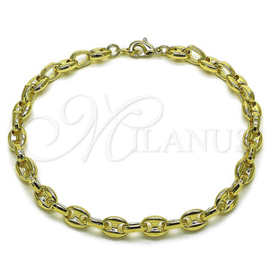 Oro Laminado Fancy Anklet, Gold Filled Style Puff Mariner Design, Polished, Golden Finish, 03.213.0262.10 (07 MM Thickness, 10 Inches Length)