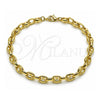 Oro Laminado Fancy Anklet, Gold Filled Style Puff Mariner Design, Polished, Golden Finish, 03.213.0262.10 (07 MM Thickness, 10 Inches Length)