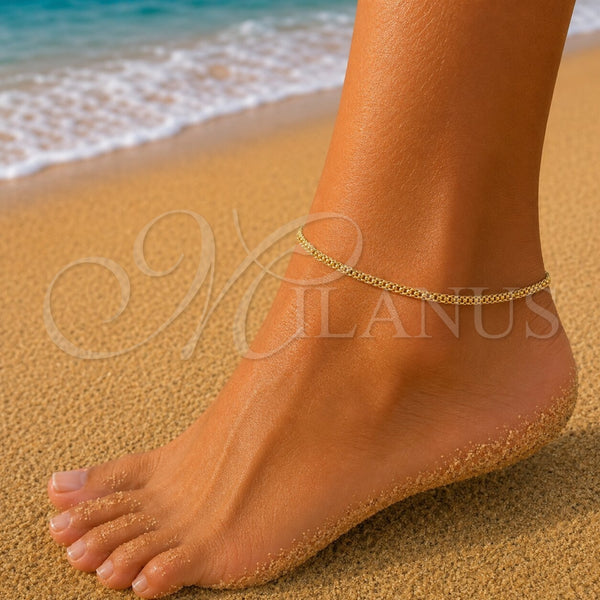 Oro Laminado Basic Anklet, Gold Filled Style Bismark Design, Polished, Golden Finish, 04.213.0066.10 (Thickness, 10 Inches Length)