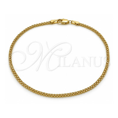 Oro Laminado Basic Anklet, Gold Filled Style Bismark Design, Polished, Golden Finish, 04.213.0066.10 (Thickness, 10 Inches Length)