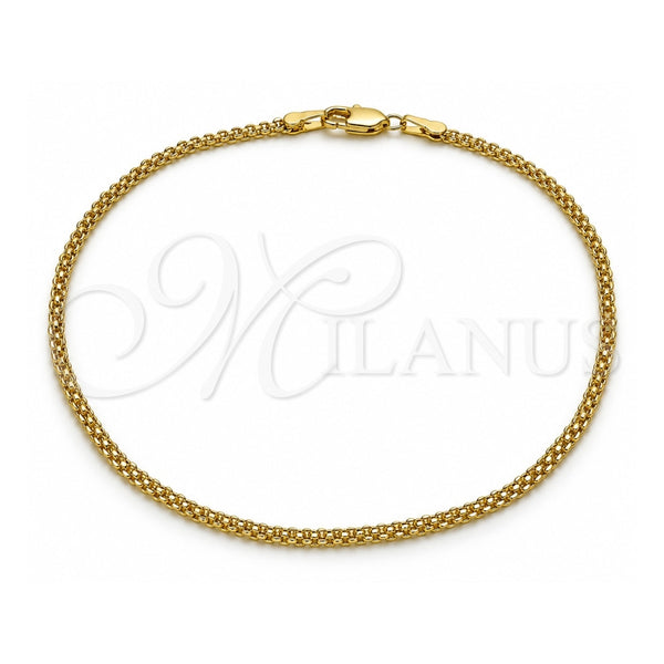 Oro Laminado Basic Anklet, Gold Filled Style Bismark Design, Polished, Golden Finish, 04.213.0066.10 (Thickness, 10 Inches Length)