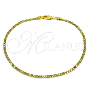 Oro Laminado Basic Anklet, Gold Filled Style Bismark Design, Polished, Golden Finish, 04.213.0066.10 (Thickness, 10 Inches Length)