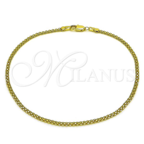 Oro Laminado Basic Anklet, Gold Filled Style Bismark Design, Polished, Golden Finish, 04.213.0066.10 (Thickness, 10 Inches Length)