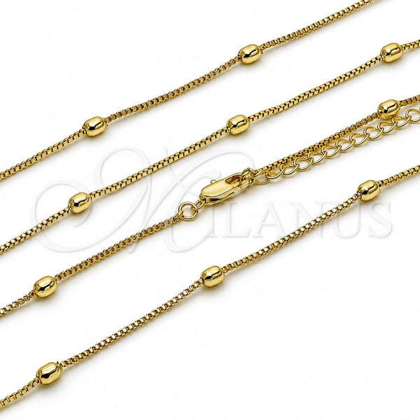 Oro Laminado Basic Necklace, Gold Filled Style Box Design, Polished, Golden Finish, 04.213.0260.16 (01 MM Thickness, 16 Inches Length)