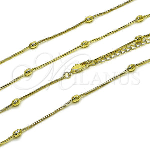 Oro Laminado Basic Necklace, Gold Filled Style Box Design, Polished, Golden Finish, 04.213.0260.16 (01 MM Thickness, 16 Inches Length)