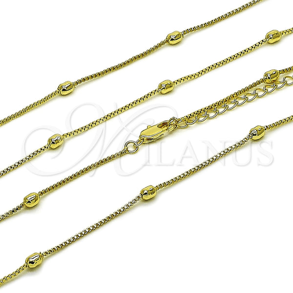Oro Laminado Basic Necklace, Gold Filled Style Box Design, Polished, Golden Finish, 04.213.0260.16 (01 MM Thickness, 16 Inches Length)