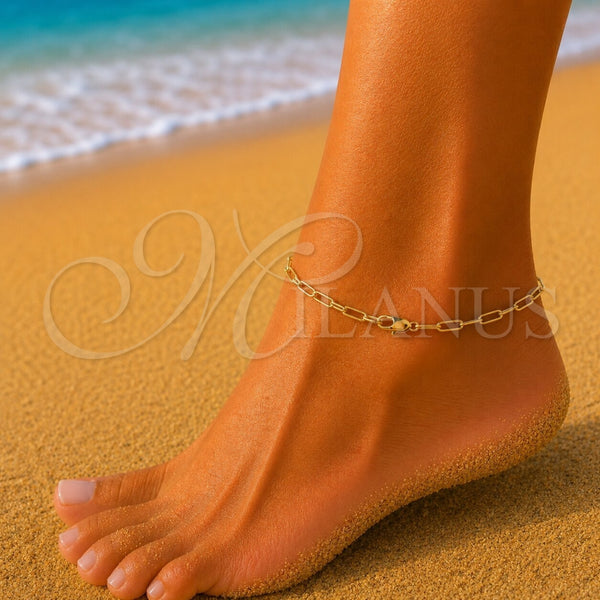 Oro Laminado Basic Anklet, Gold Filled Style Paperclip Design, Polished, Golden Finish, 04.213.0274.10 (Thickness, 10 Inches Length)
