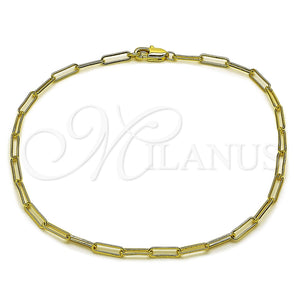Oro Laminado Basic Anklet, Gold Filled Style Paperclip Design, Polished, Golden Finish, 04.213.0274.10 (Thickness, 10 Inches Length)