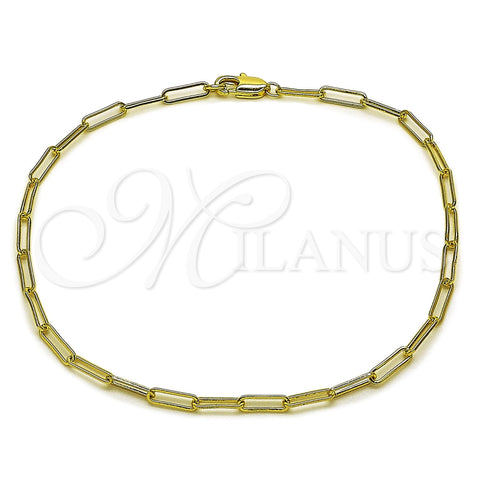 Oro Laminado Basic Anklet, Gold Filled Style Paperclip Design, Polished, Golden Finish, 04.213.0274.10 (Thickness, 10 Inches Length)