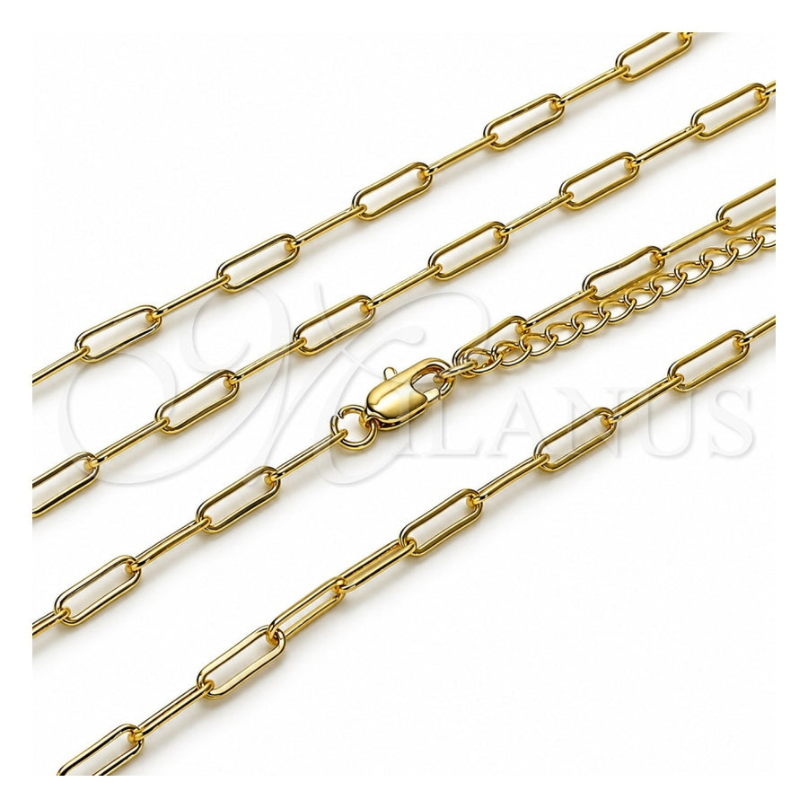 Oro Laminado Basic Necklace, Gold Filled Style Paperclip Design, Polished, Golden Finish, 04.213.0274.18 (Thickness, 18 Inches Length)