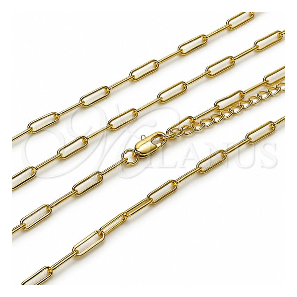 Oro Laminado Basic Necklace, Gold Filled Style Paperclip Design, Polished, Golden Finish, 04.213.0274.18 (Thickness, 18 Inches Length)