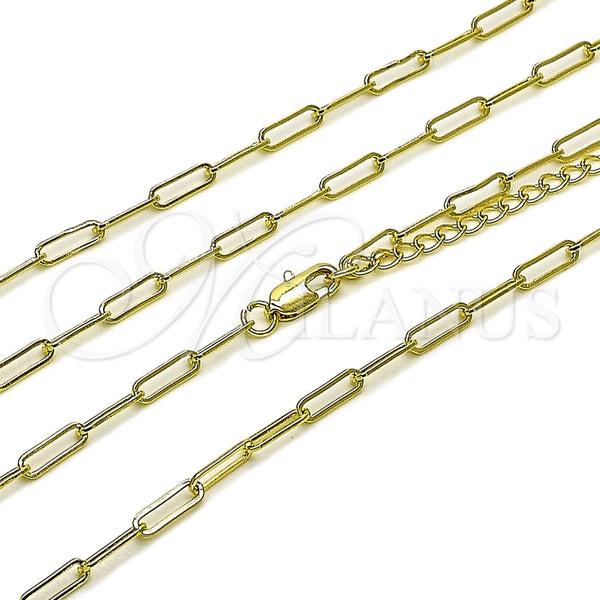 Oro Laminado Basic Necklace, Gold Filled Style Paperclip Design, Polished, Golden Finish, 04.213.0274.18 (Thickness, 18 Inches Length)