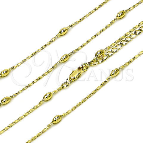 Oro Laminado Basic Necklace, Gold Filled Style Ball Design, Polished, Golden Finish, 04.213.0278.16 (01 MM Thickness, 16 Inches Length)