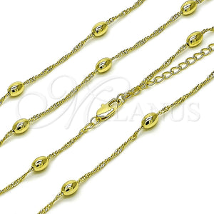 Oro Laminado Basic Necklace, Gold Filled Style Singapore Design, Polished, Golden Finish, 04.213.0282.16 (02 MM Thickness, 16 Inches Length)