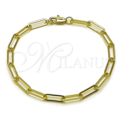 Oro Laminado Fancy Bracelet, Gold Filled Style Paperclip Design, Polished, Golden Finish, 04.213.0332.07 (04 MM Thickness, 7 Inches Length)