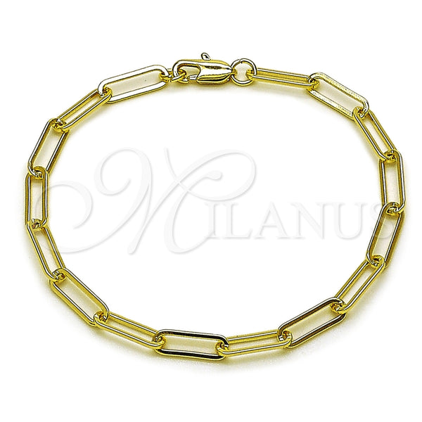 Oro Laminado Fancy Bracelet, Gold Filled Style Paperclip Design, Polished, Golden Finish, 04.213.0332.07 (04 MM Thickness, 7 Inches Length)