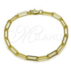 Oro Laminado Fancy Bracelet, Gold Filled Style Paperclip Design, Polished, Golden Finish, 04.213.0332.07 (04 MM Thickness, 7 Inches Length)