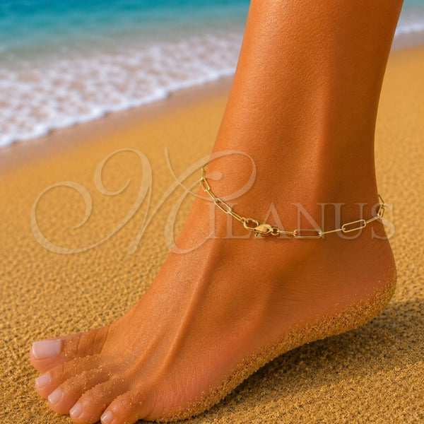 Oro Laminado Fancy Anklet, Gold Filled Style Paperclip Design, Polished, Golden Finish, 04.213.0332.10 (04 MM Thickness, 10 Inches Length)