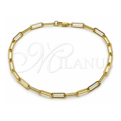 Oro Laminado Fancy Anklet, Gold Filled Style Paperclip Design, Polished, Golden Finish, 04.213.0332.10 (04 MM Thickness, 10 Inches Length)