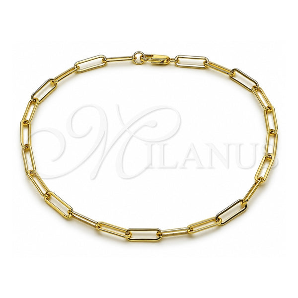 Oro Laminado Fancy Anklet, Gold Filled Style Paperclip Design, Polished, Golden Finish, 04.213.0332.10 (04 MM Thickness, 10 Inches Length)