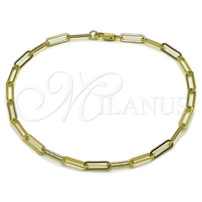 Oro Laminado Fancy Anklet, Gold Filled Style Paperclip Design, Polished, Golden Finish, 04.213.0332.10 (04 MM for wholesale, main product view